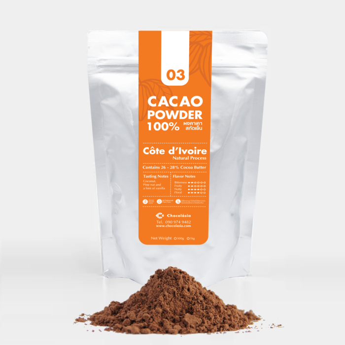 ผงโกโก้ สกัดเย็น สูตร Single Origin โกตดิวัวร์ 1kg Cacao Powder (Natural Process) Cote d'ivoire 03